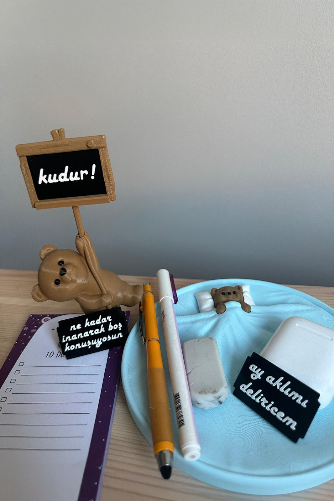 Mottolu Sevimli Ayıcık ve Uyuyan Ayıcık 2li Set