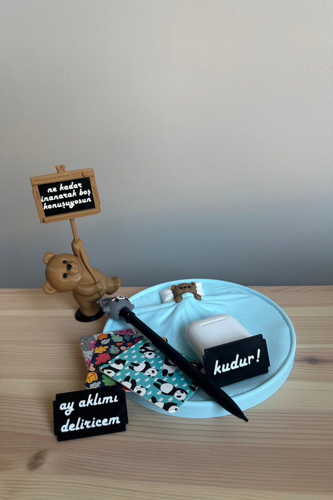 Mottolu Sevimli Ayıcık ve Uyuyan Ayıcık 2li Set
