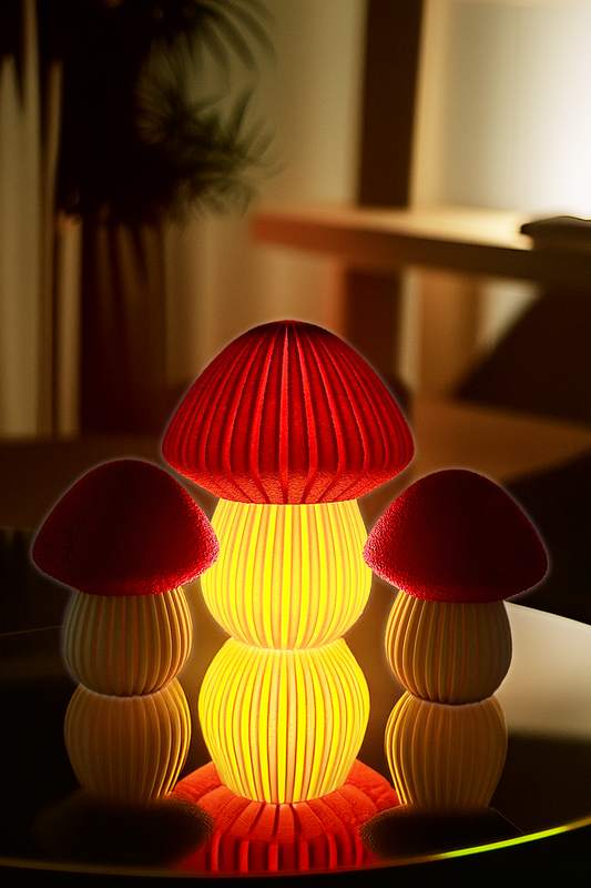 Dekoratif Işıklı Mantar Biblo Seti