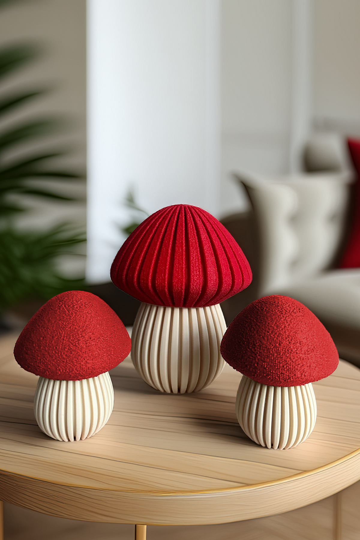 Dekoratif Işıklı Mantar Biblo Seti