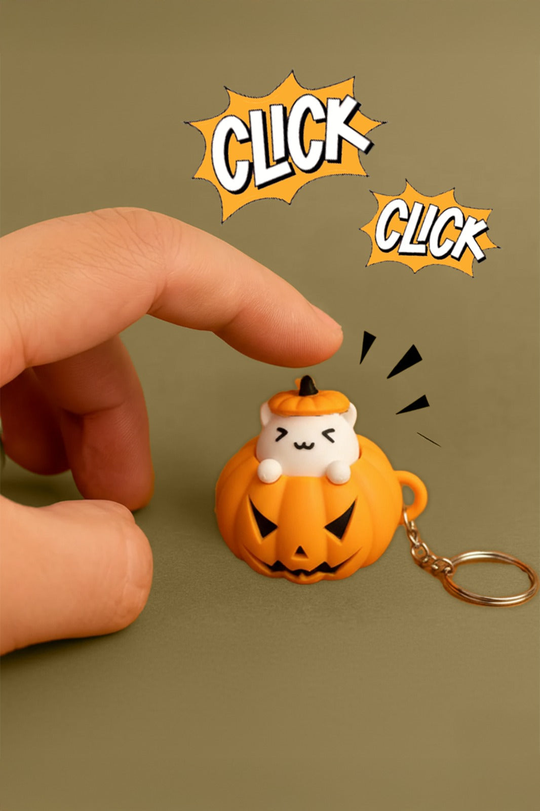 ÇITLAÇ Kedili Balkabağı Click Anahtarlık, Çanta Charmı