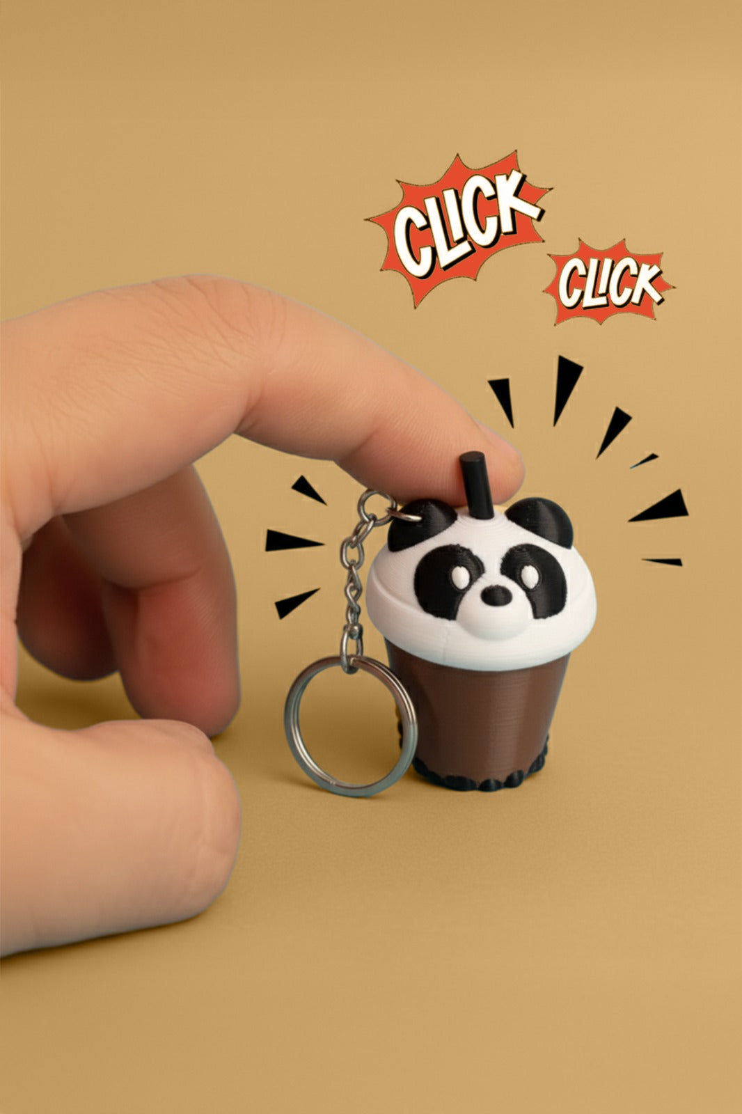 ÇITLAÇ Panda Bubble Tea Click Anahtarlık, Çanta Charmı