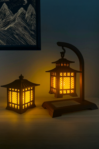 Dekoratif Işıklı Fener Biblo Seti 2li