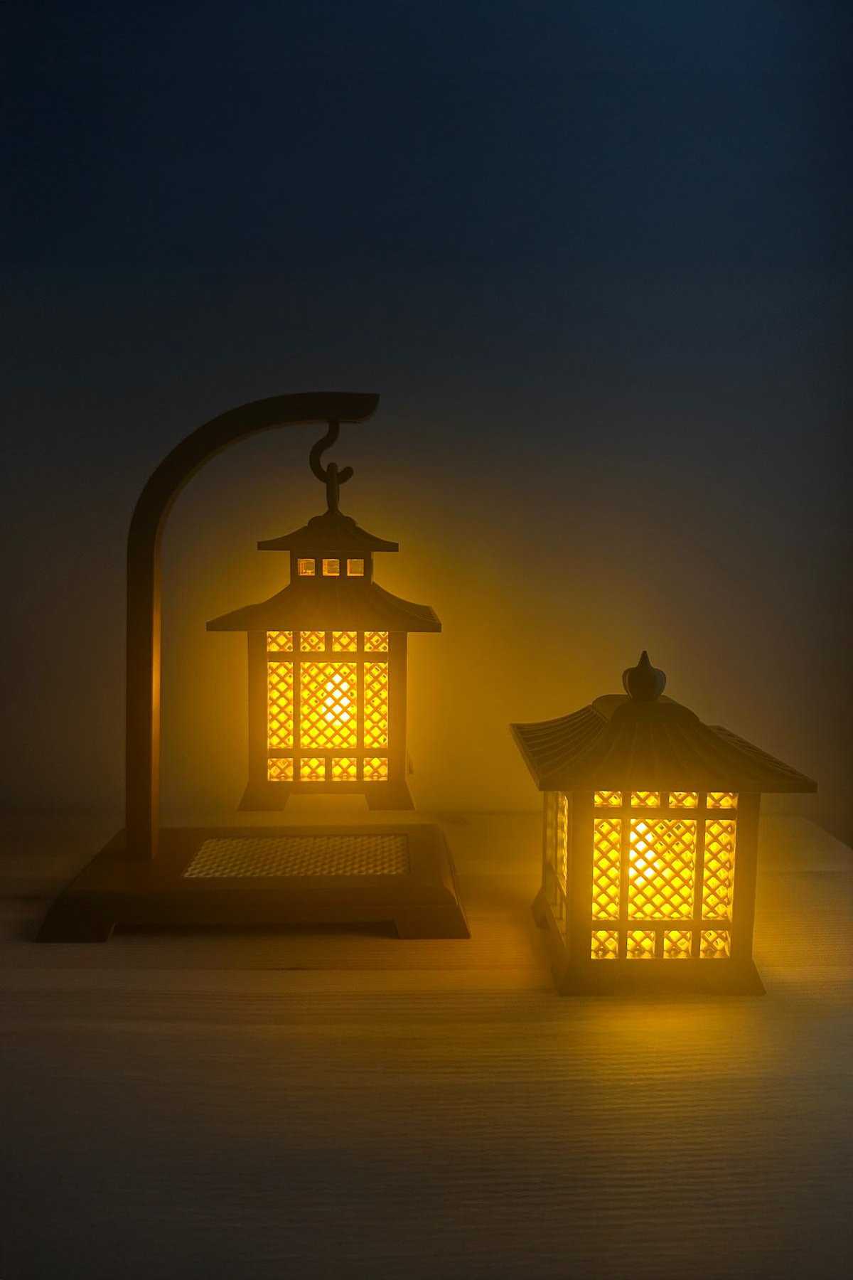 Dekoratif Işıklı Fener Biblo Seti 2li