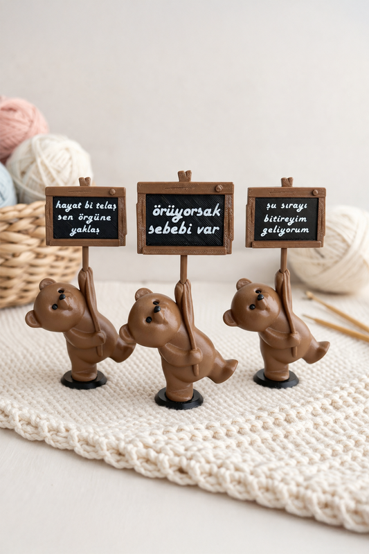 Mottolu Örgücü Ayıcık 3lü Set