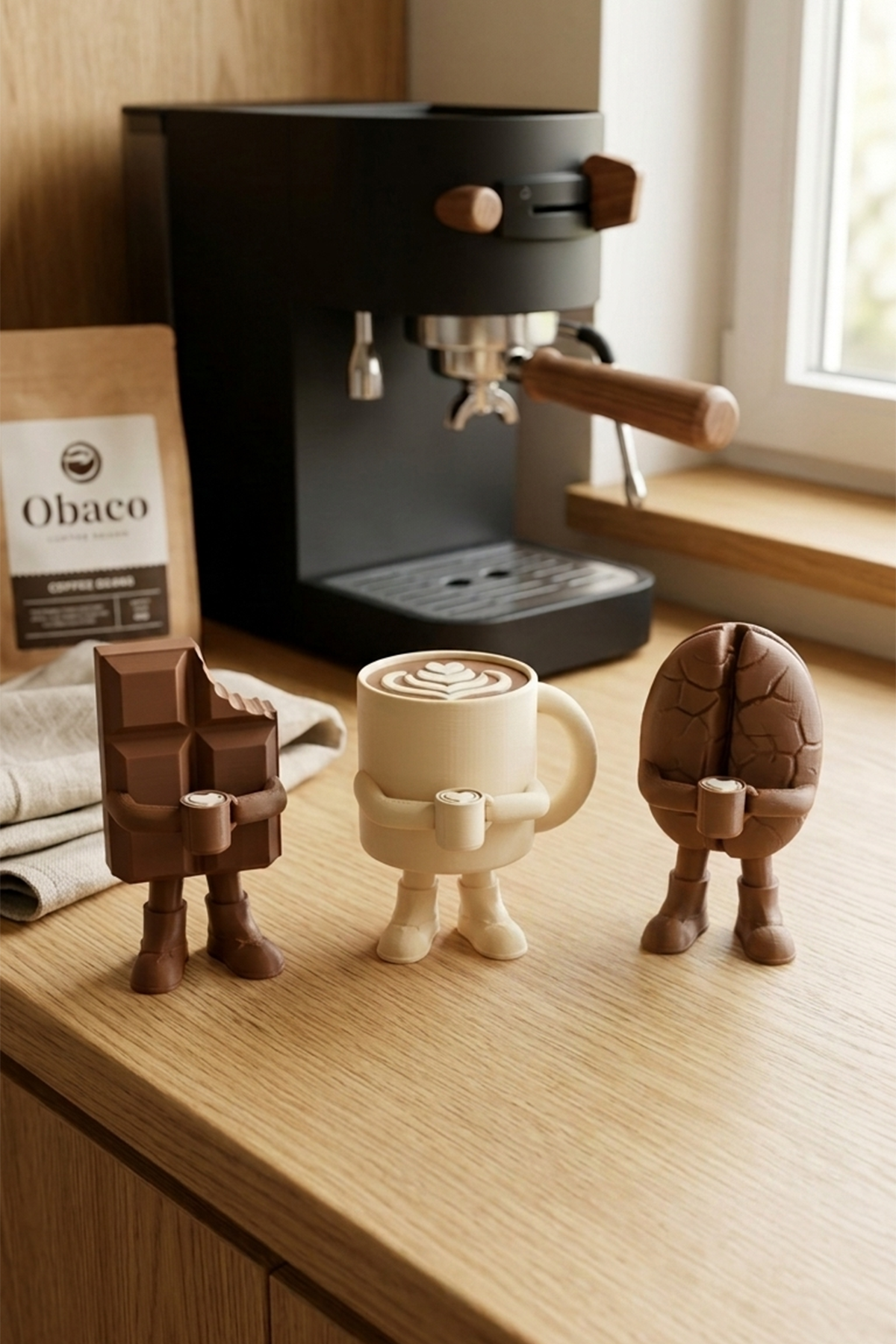 Latte Art Detaylı Kahve Biblo Seti