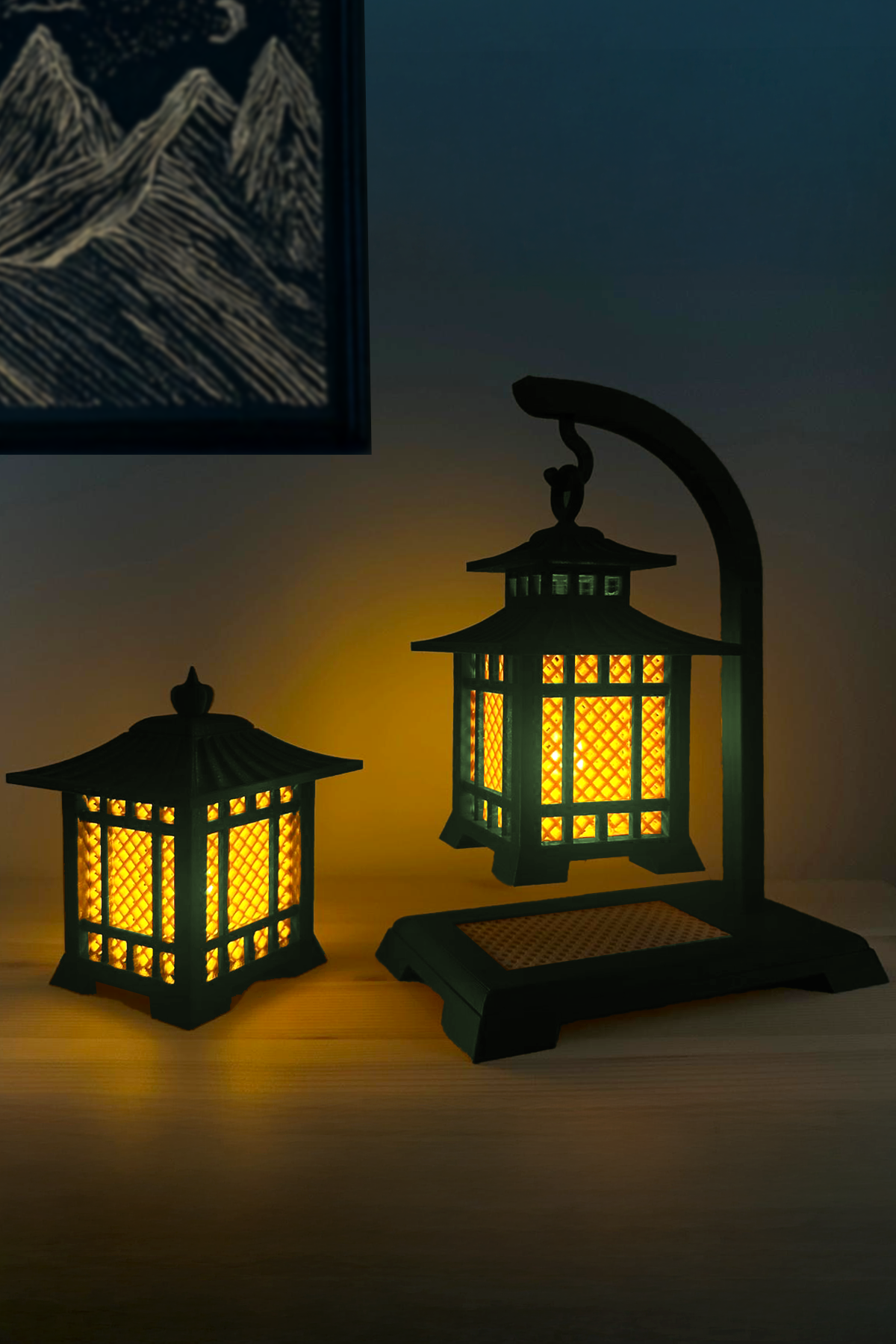 Dekoratif Işıklı Fener Biblo Seti 2li